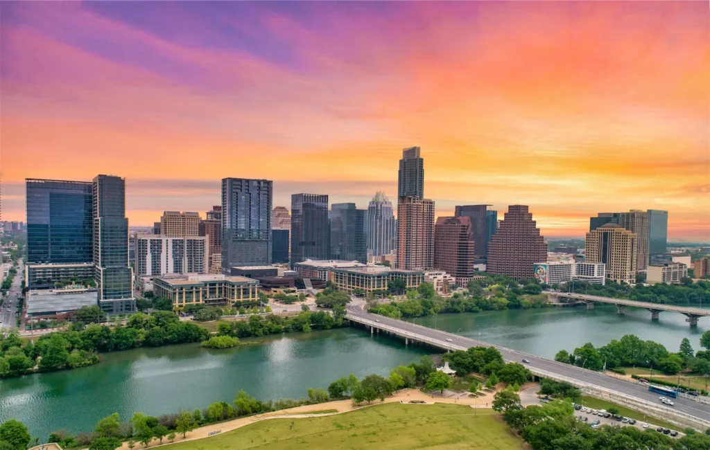 Austin skyline at sunset